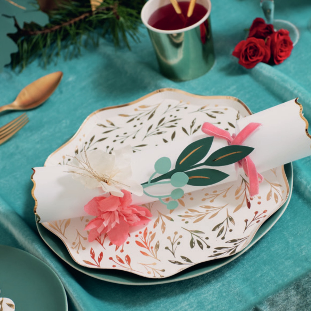 Hazel Gardiner - Flower Crackers (wooden brooch with gold foil detail)