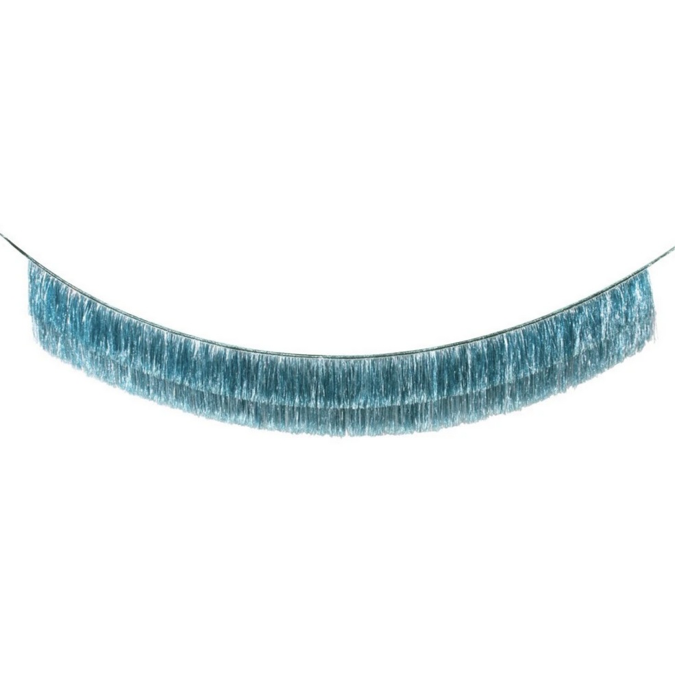 Blue Tinsel Fringe Garland