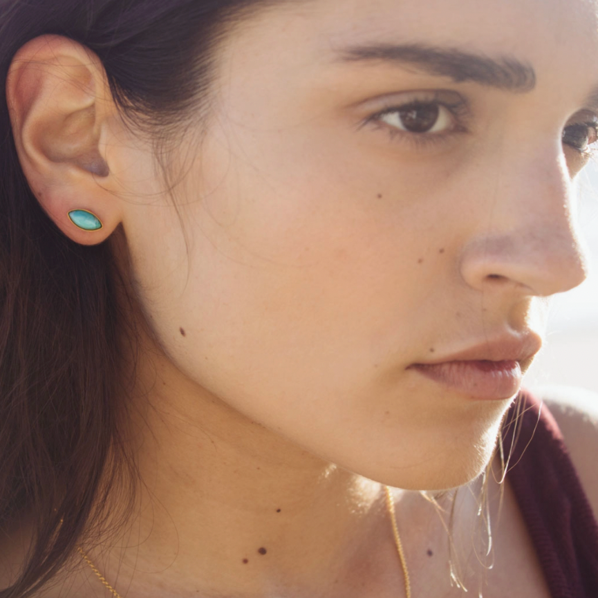 Navette Cut Semi Precious Studs