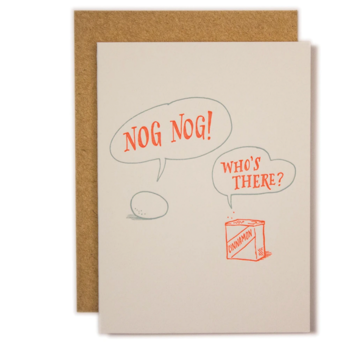 drawing of an egg and a box of cinnamon asking a 'nog nog' joke