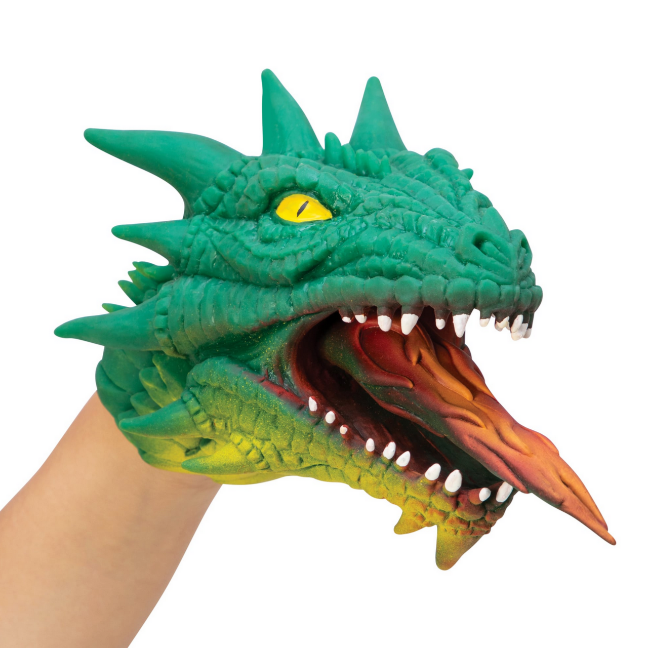 green dragon head on hand
