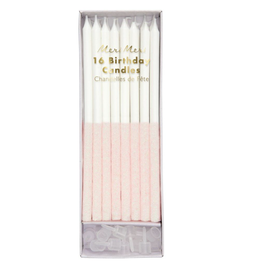birthdsay candles are half white and half pink