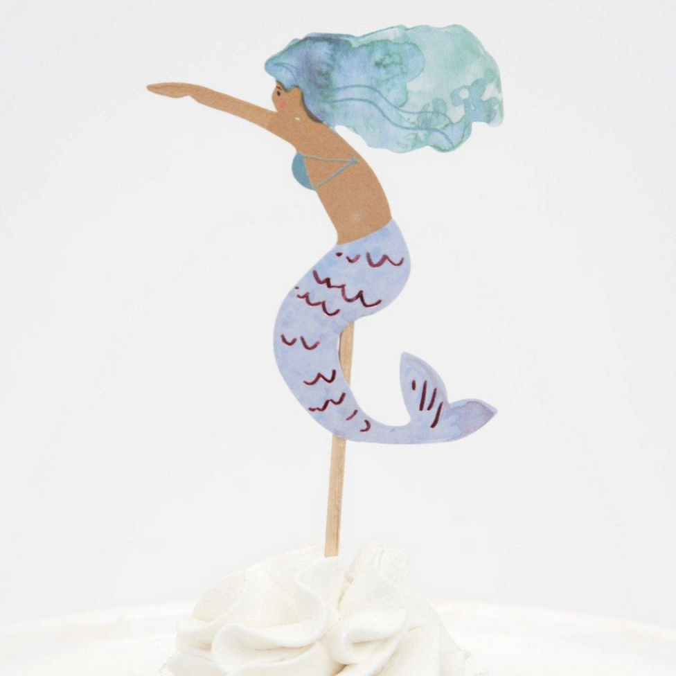 blue haired purple meramid topper