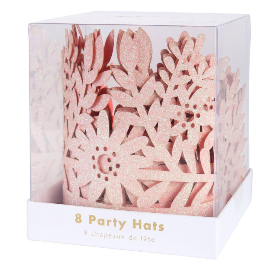 pack of 8 pink crowns in box