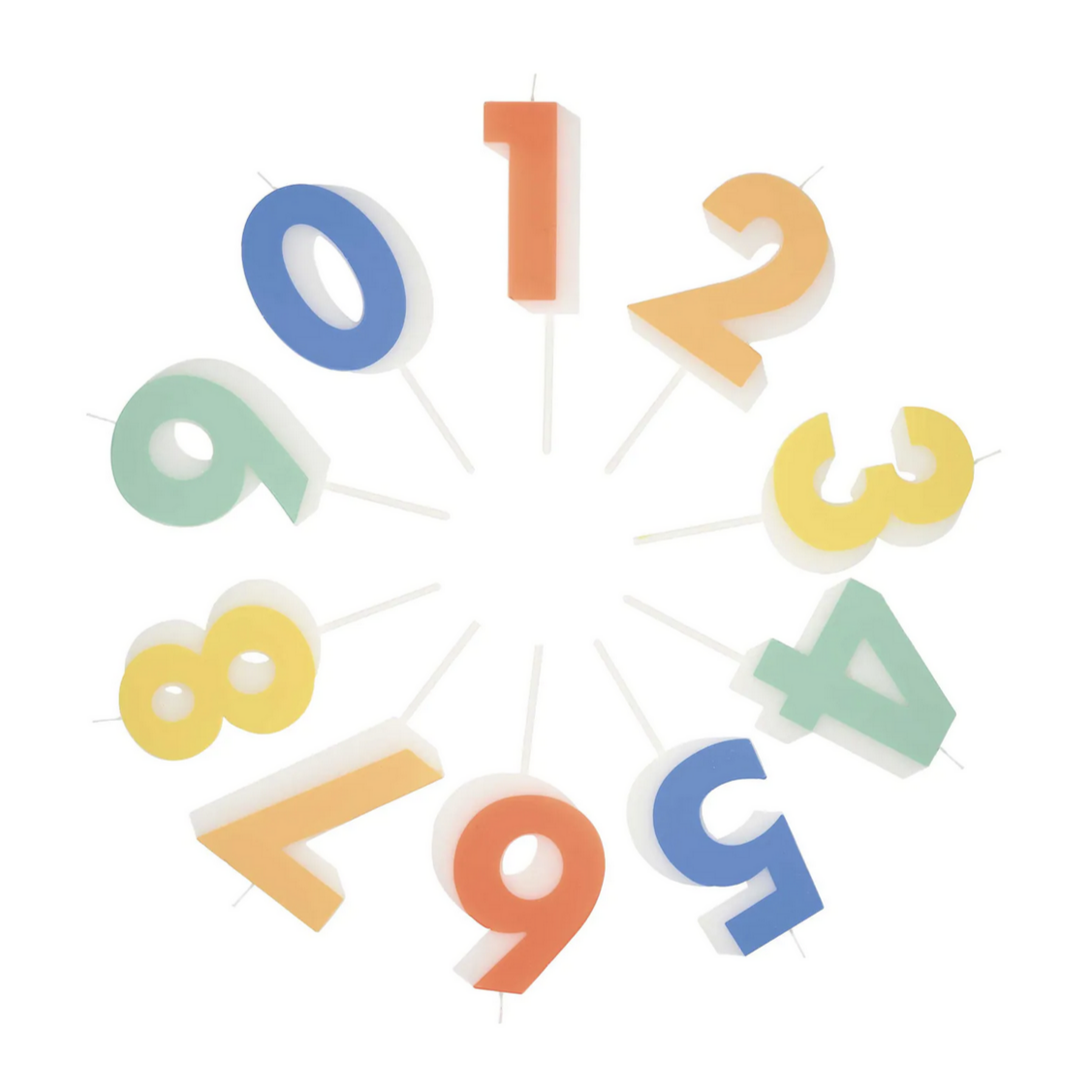 numbers 0-9 each with a different bright color