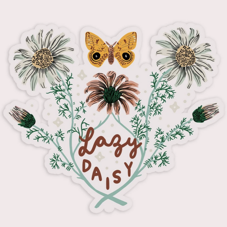 Lazy Daisy XL Clear Vinyl Sticker