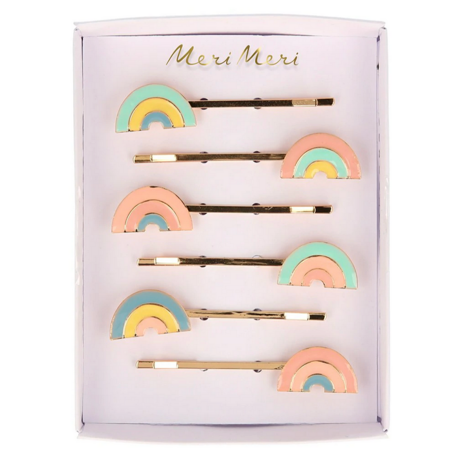 Enamel Rainbow Hair Slides (pk6)