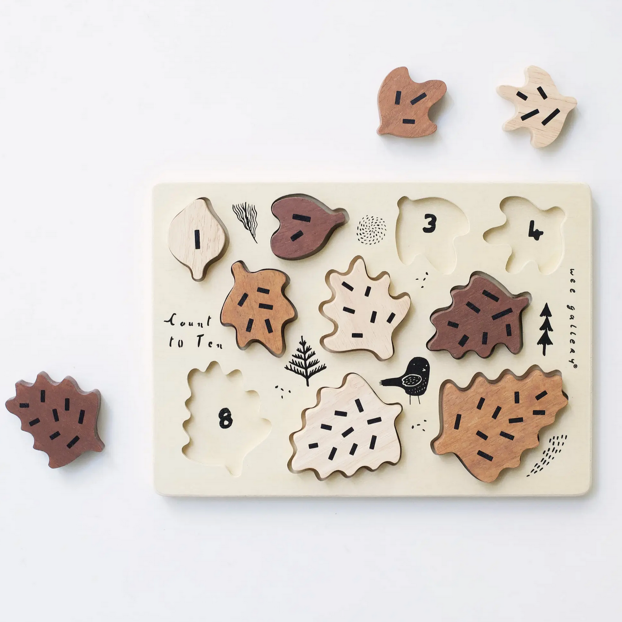 Wooden Tray Puzzle - count to 10 leaves