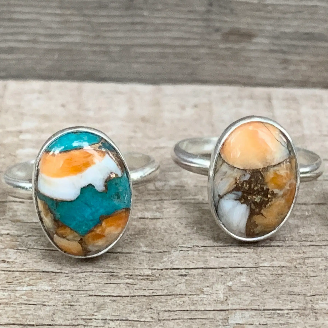 Spiny Oyster Copper Turquoise Sterling Silver Ring – TANTRUM Spiny Oyster Copper Turquoise Sterling Silver Ring – TANTRUM