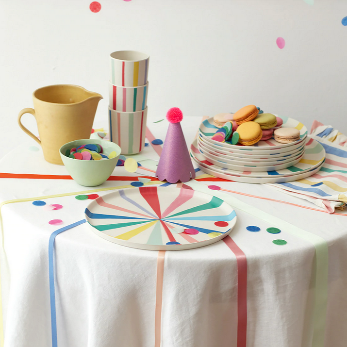 Bright Stripe Reusable Bamboo Cups (pk6)