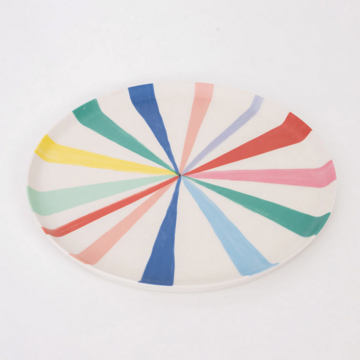Large Bright Stripe Reusable Bamboo Plates (6pk)