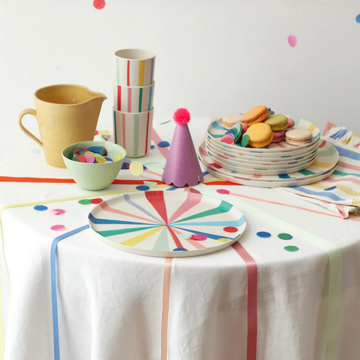 Large Bright Stripe Reusable Bamboo Plates (6pk)