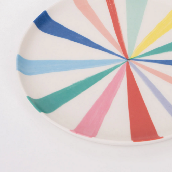 Large Bright Stripe Reusable Bamboo Plates (6pk)