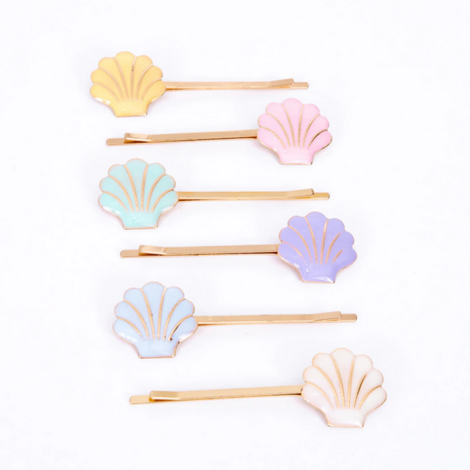 Enamel Shell Hair Slides (6pk)