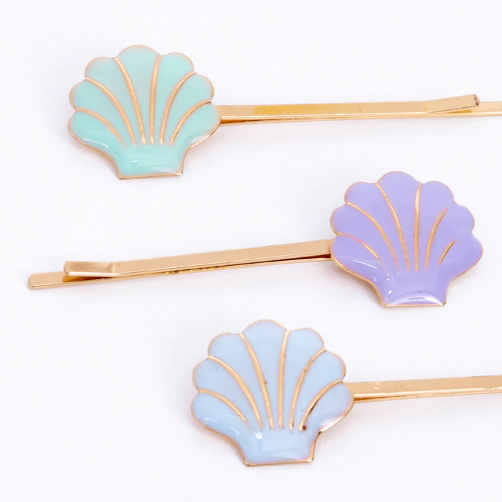 Enamel Shell Hair Slides (6pk)