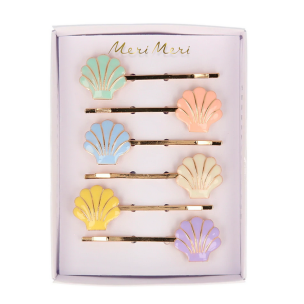 Enamel Shell Hair Slides (6pk)