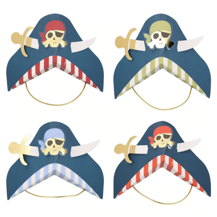 Blue Pirate Party Hats (pk8)