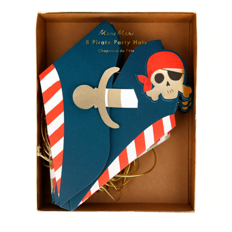 Blue Pirate Party Hats (pk8)