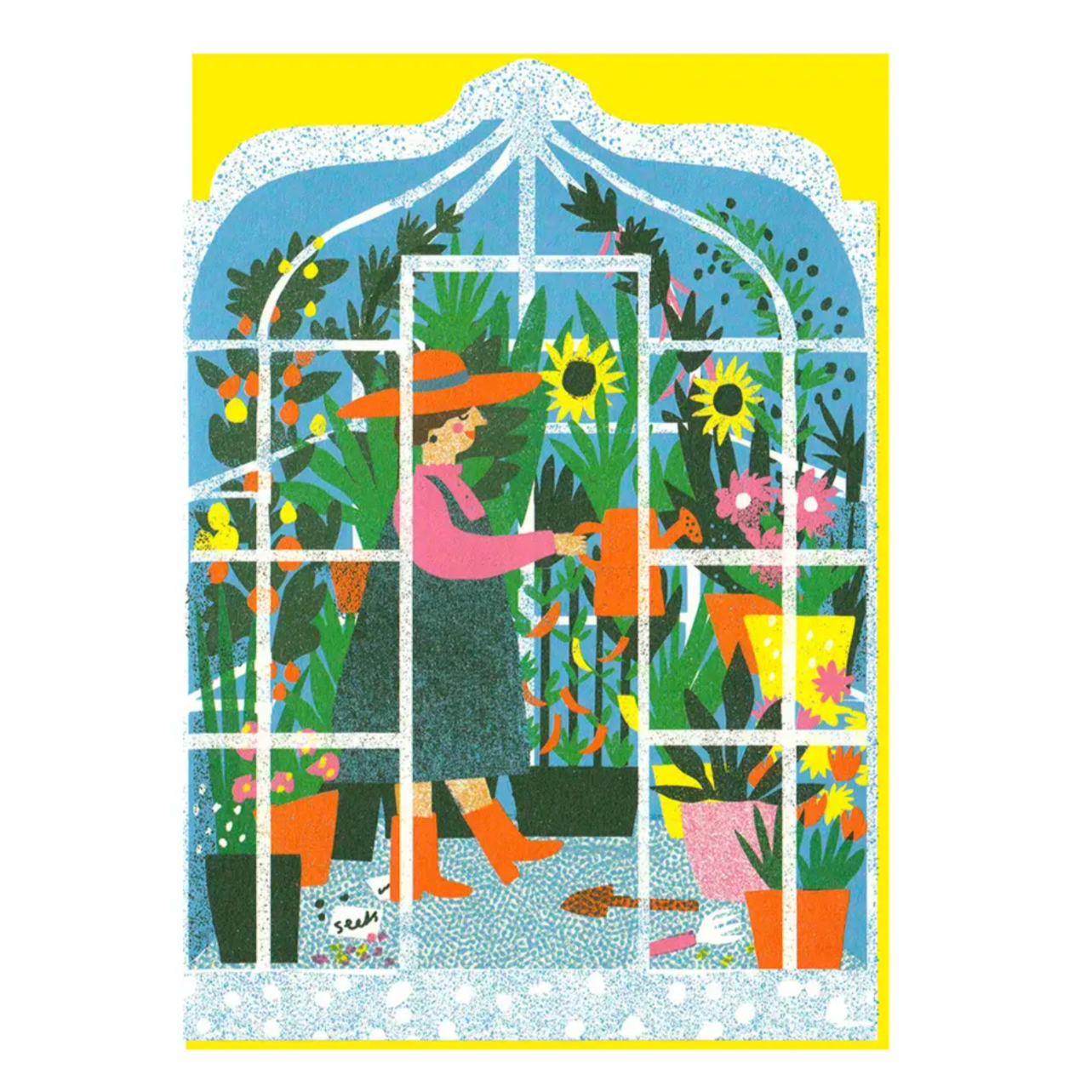 Greenhouse Die Cut Card -Louise Lockhart