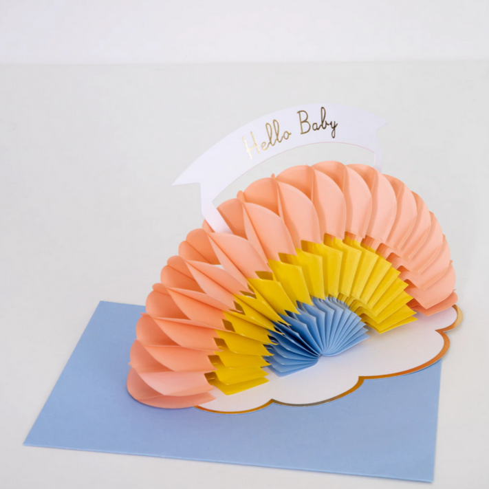 Honeycomb "hello Baby" Rainbow Card