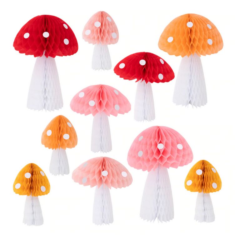 Honeycomb Mushroom Decorations (10pk)