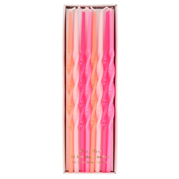 Pink Twisted Long Candles (pk16)