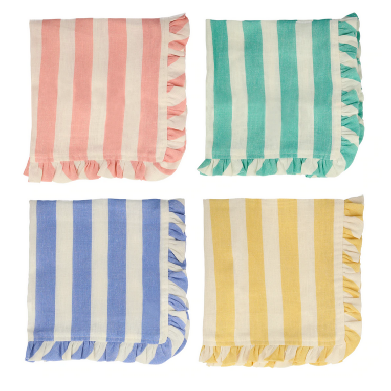Stripe Ruffle Cloth Napkins