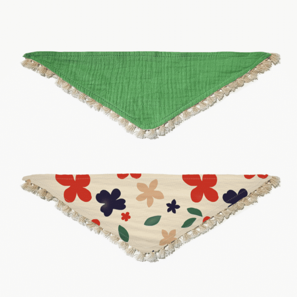 Duo of Mona Doll Scarves and Grass Green double gauze