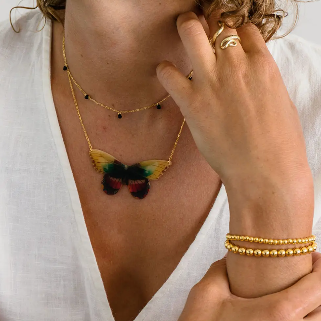 Blue Pansy Butterfly Necklace