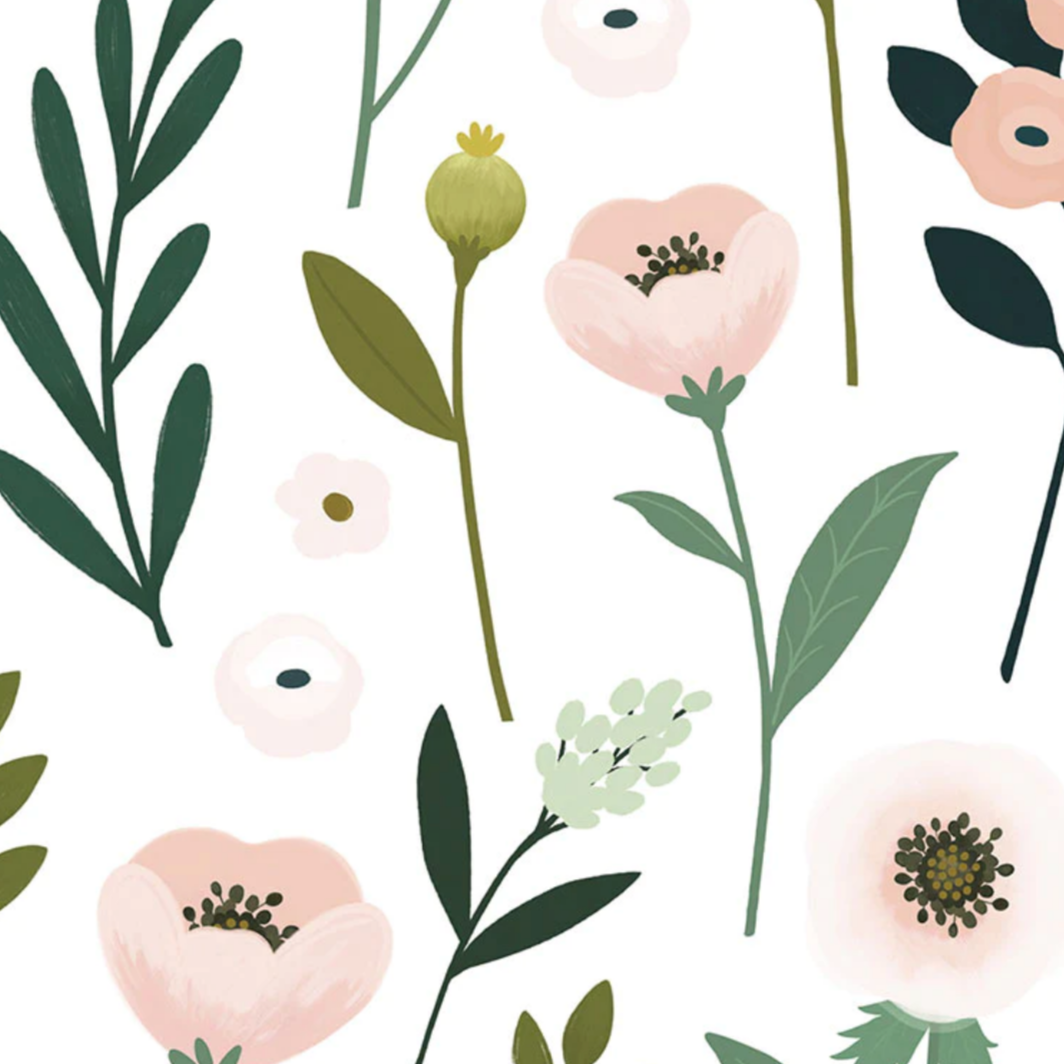 Big Flowers Pink And Beige Wall Decals