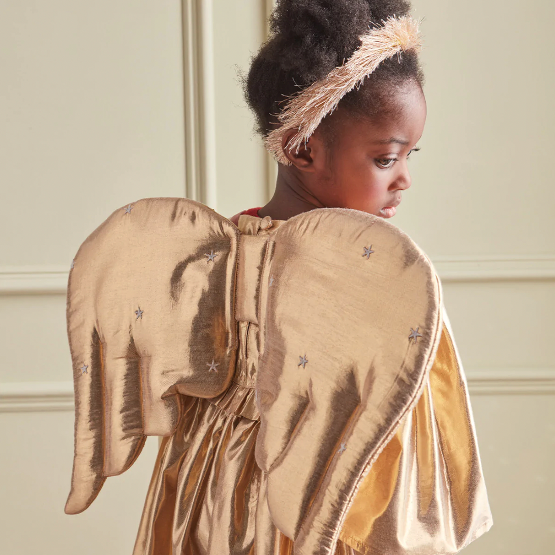 Gold Quilted Angel Wings and Halo