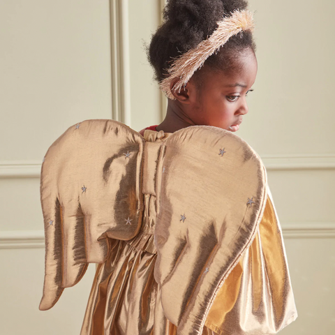 Gold Quilted Angel Wings and Halo 3-6yrs