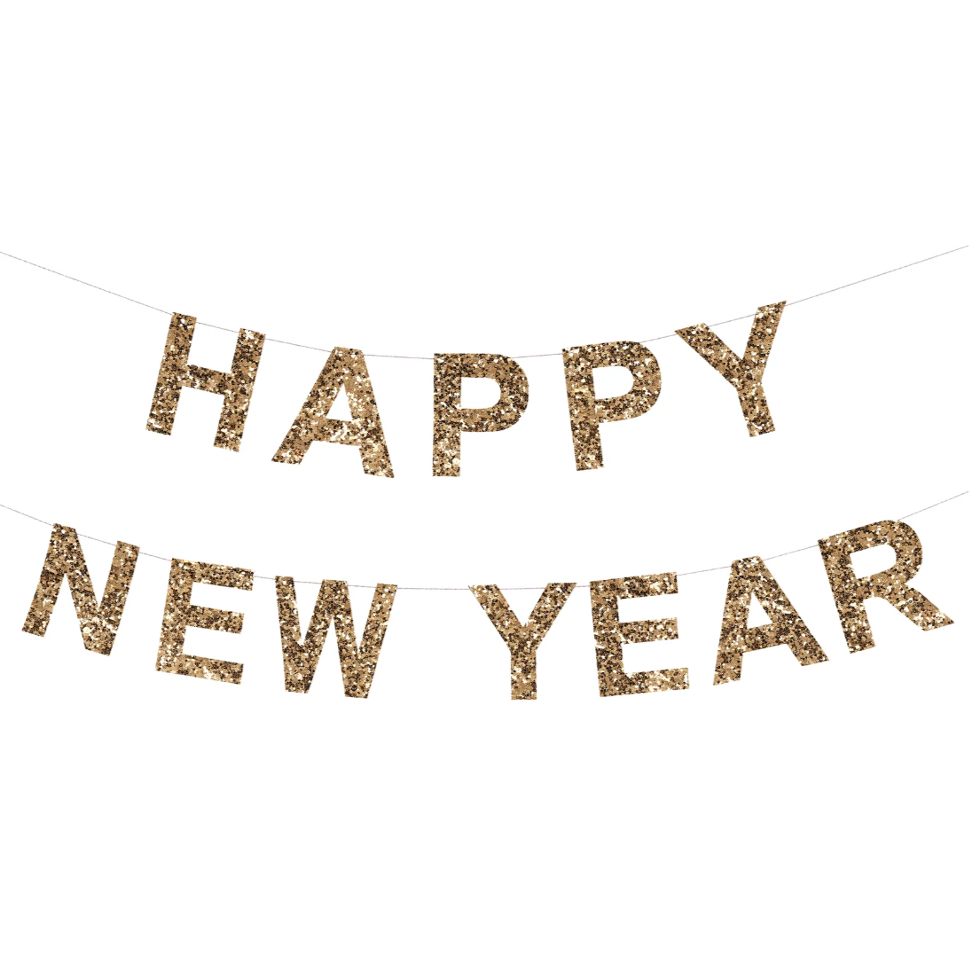 Gold Glitter Happy New Year Garland