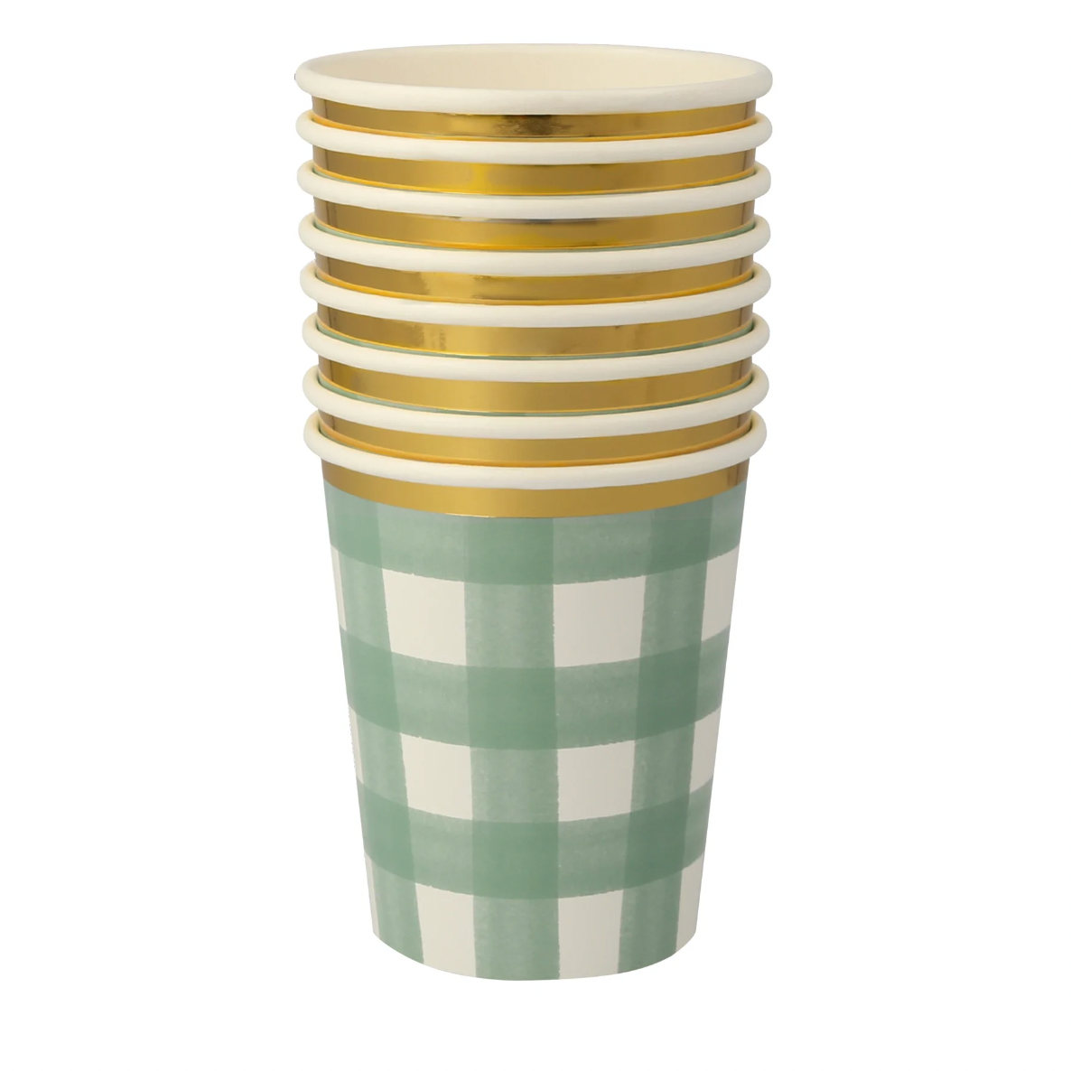 Green Gingham Cups (8pk)