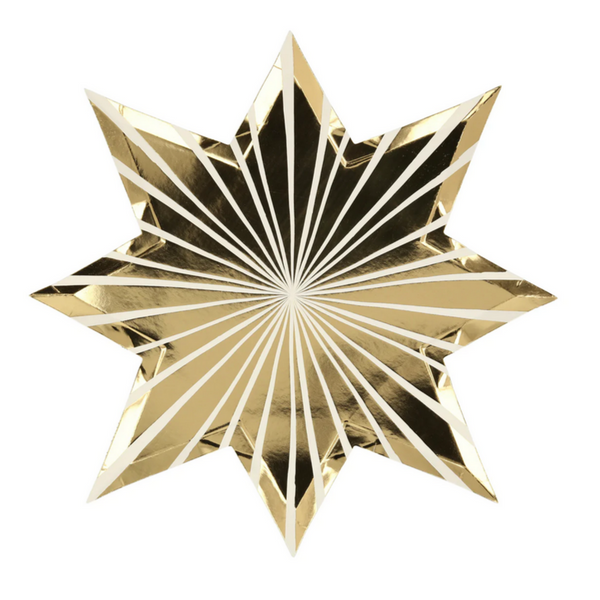 Gold Stripe Star Plates -pk8