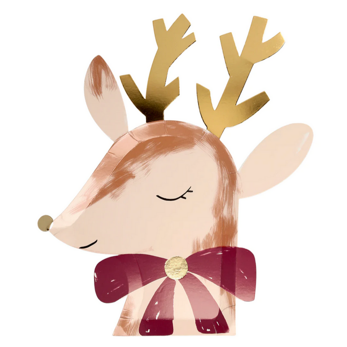 Reindeer With Bow Plates (8pk)