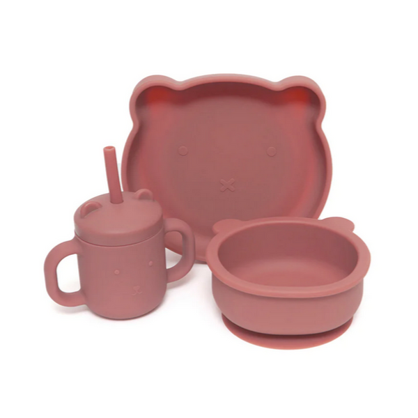 Silicone Straw Cup with Handles - mahogany rose