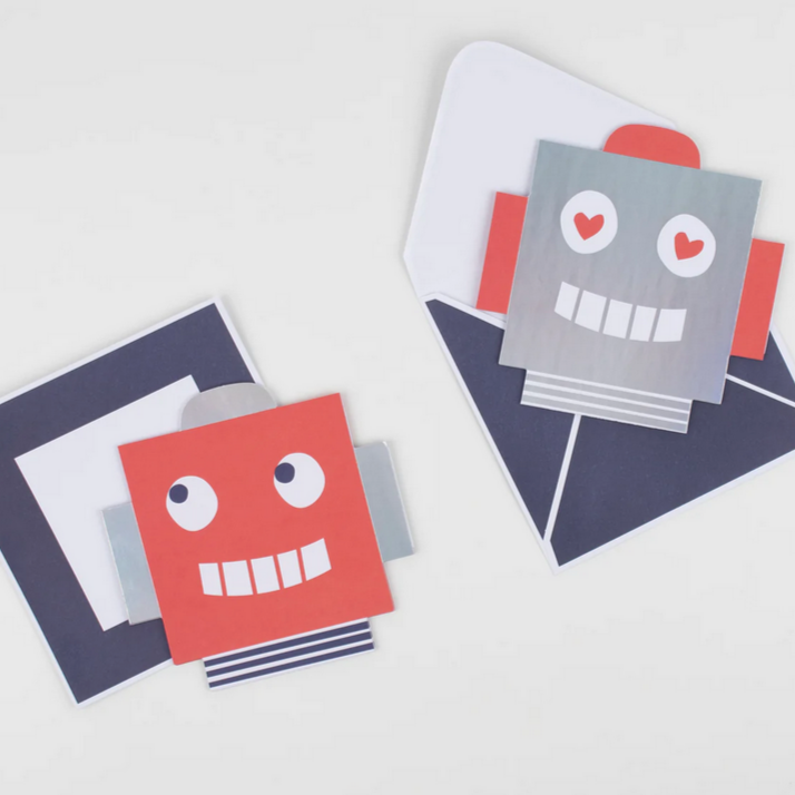 Robot Concertina Valentine Cards & Stickers (pk12)