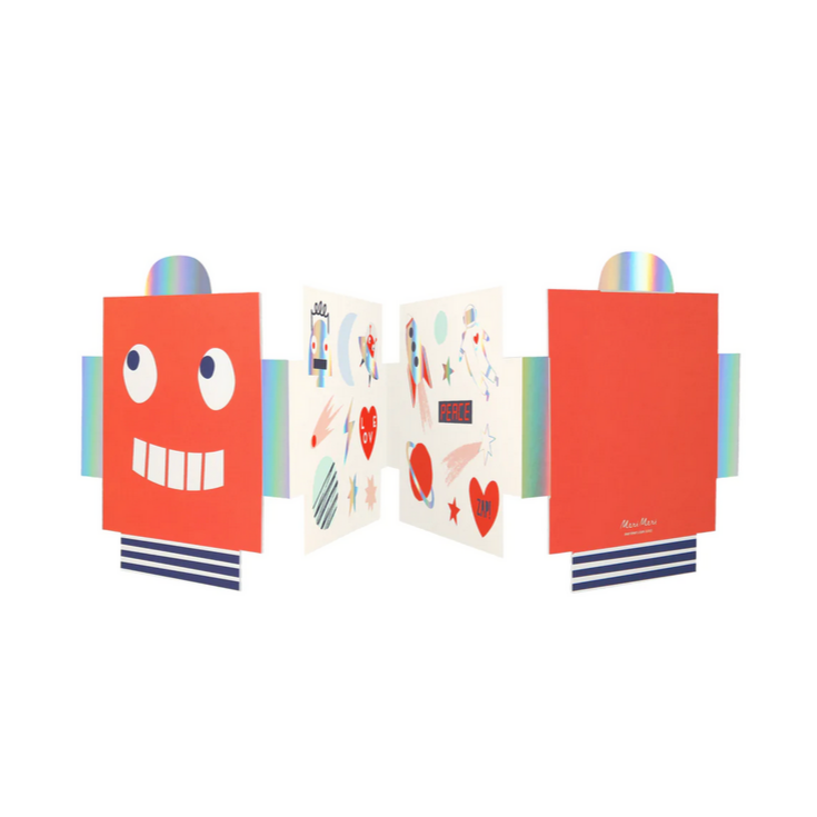 Robot Concertina Valentine Cards & Stickers (pk12)