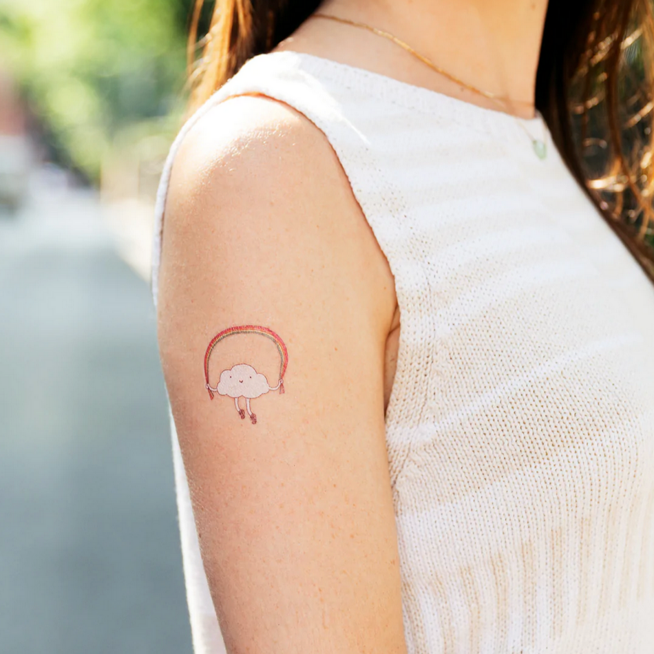 Skipping Rainbow Tattoo Pair