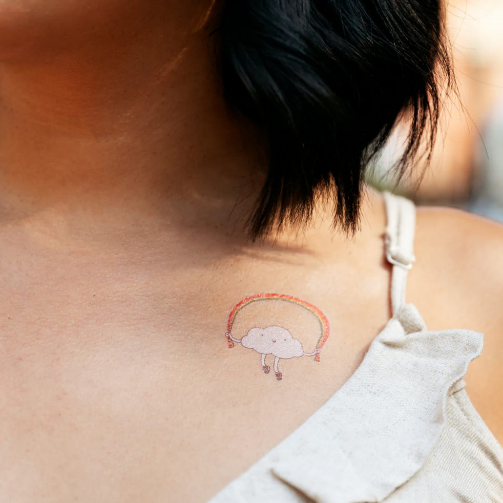 Skipping Rainbow Tattoo Pair