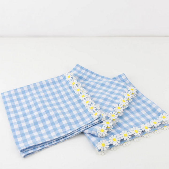 Daisy Edge Gingham Fabric Napkins (pk4)