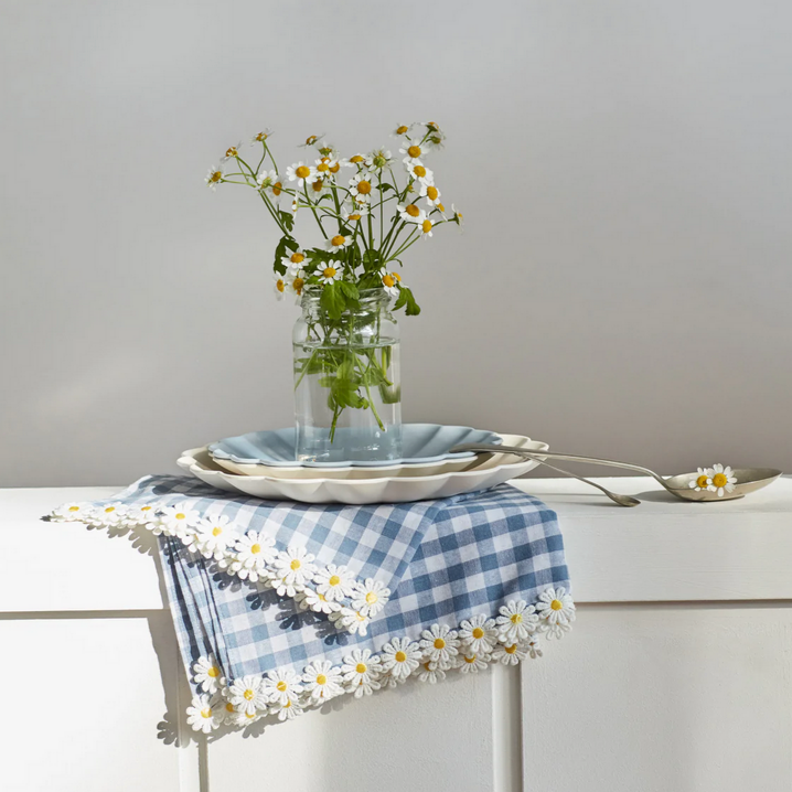 Daisy Edge Gingham Fabric Napkins (pk4)