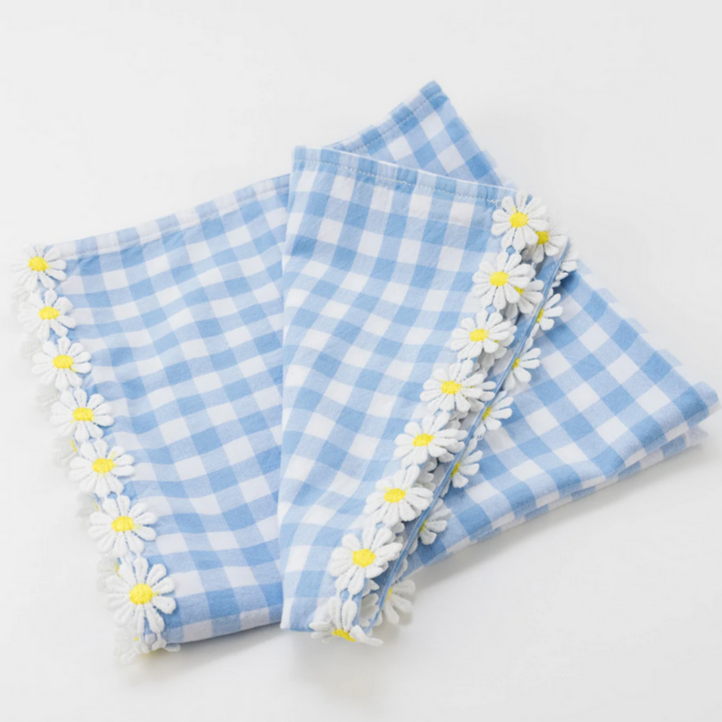 Daisy Edge Gingham Fabric Napkins (pk4)