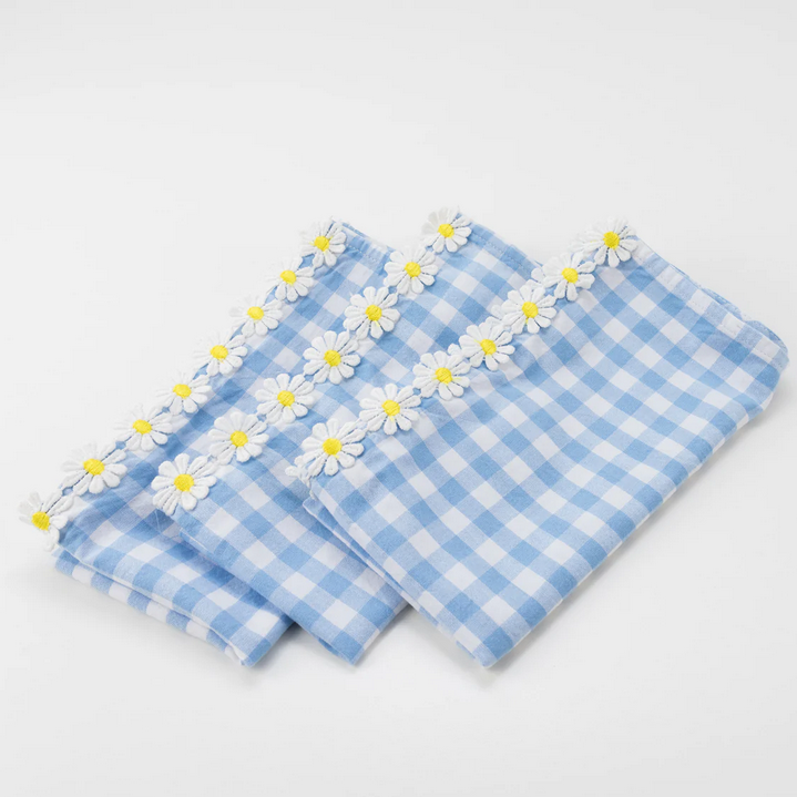 Daisy Edge Gingham Fabric Napkins (pk4)