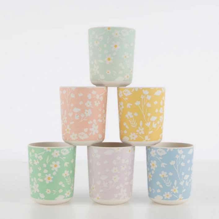 Floral Reusable Bamboo Cups