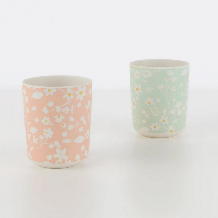 Floral Reusable Bamboo Cups