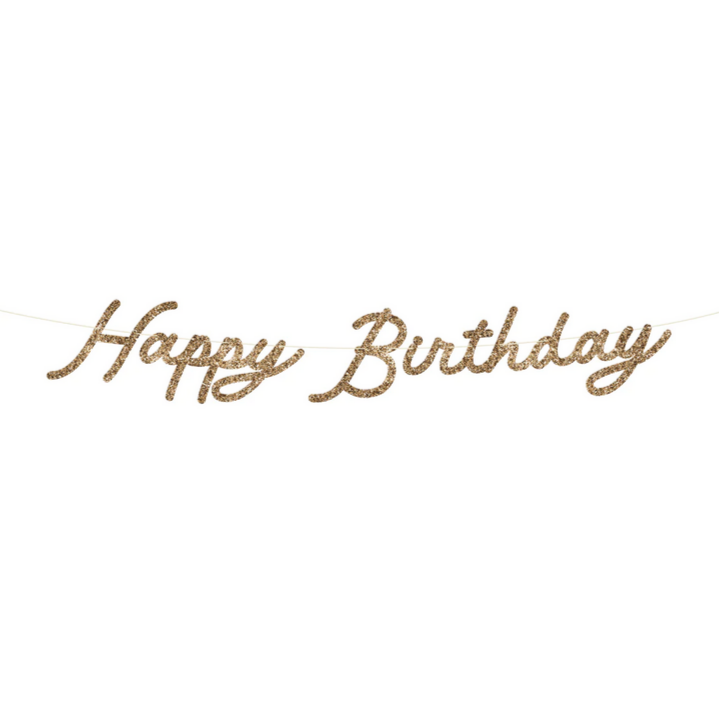 Gold Happy Birthday Garland + Number Set