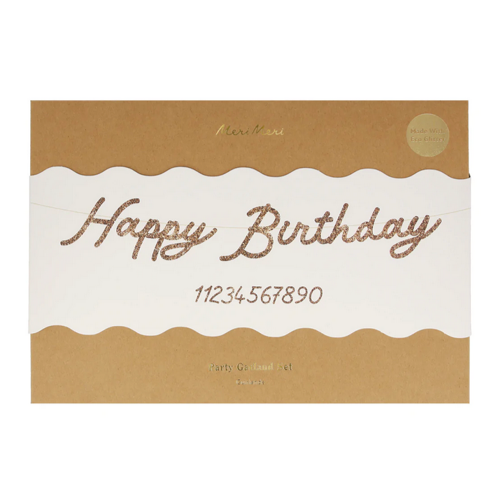Gold Happy Birthday Garland + Number Set