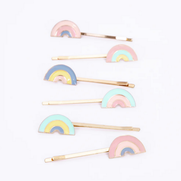 Enamel Rainbow Hair Slides (pk6)